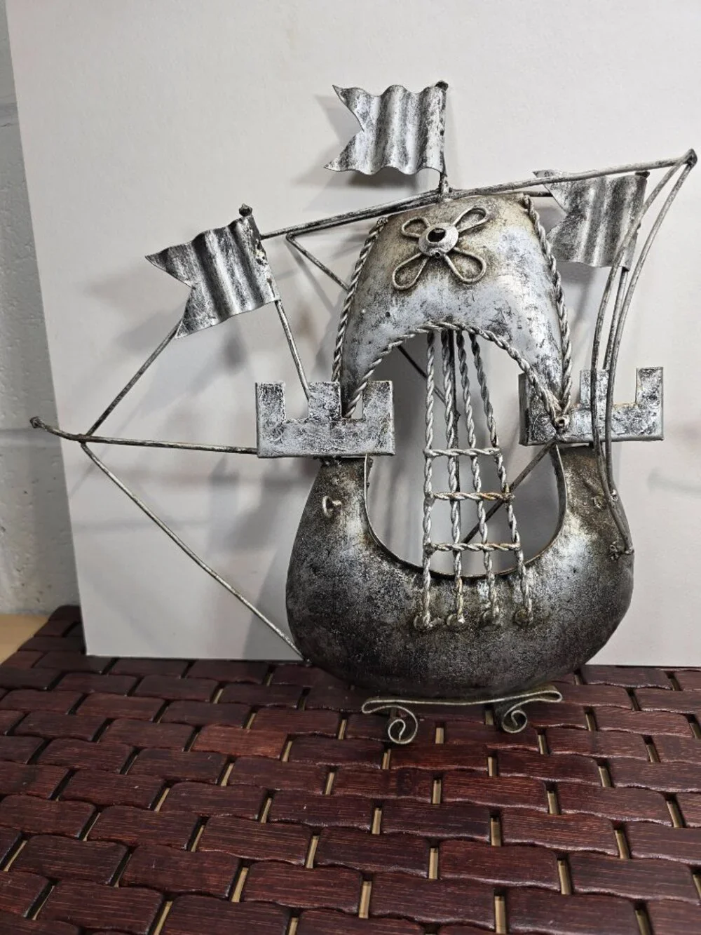Set of 2 MCM 1960's Vintage Metal Brutalist Boats over 12
